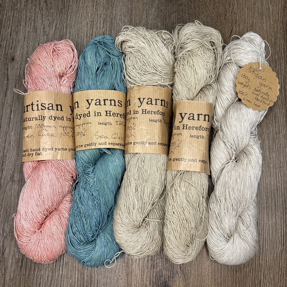 Artisan Yarns Linen Lace Lot Of 5 Skeins Discontinued 100% Linen 100g 560m Ea‎